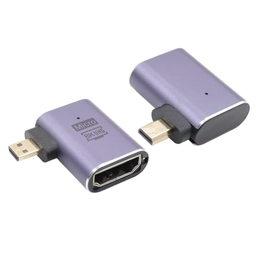 RIIEYOCA 90 Grad linker Winkel UHD 8K Micro HDMI zu HDMI Adapter,Standard 48Gbps High Speed 2.1 Extender Micro HDMI Stecker zu HDMI Buchse Unterstützung 8K@60Hz,4K@120Hz(2pack) von RIIEYOCA