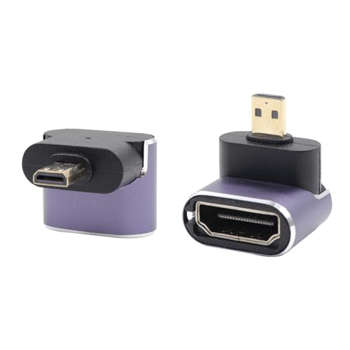 RIIEYOCA 90 Grad nach Oben Winkel UHD 8K Micro HDMI zu HDMI Adapter,Standard 48Gbps High Speed 2.1 Extender Micro HDMI Stecker zu HDMI Buchse Unterstützung 8K@60Hz,4K@120Hz (UP) von RIIEYOCA