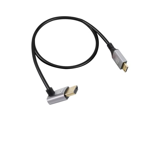 RIIEYOCA 90 Grad nach oben gewinkeltes UHD 8K HDMI Stecker auf Mini HDMI Stecker 48Gbps High Speed 2.1 Kabel Unterstützt 8k@60Hz, 1080p, ARC, 3D, für DVR, HDTV(UP, 0.5M) von RIIEYOCA