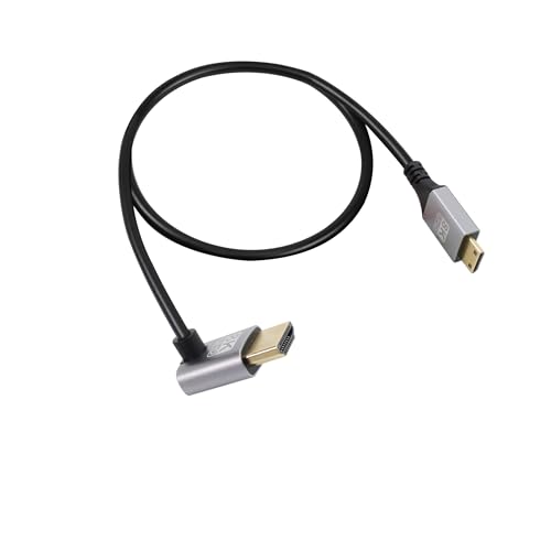 RIIEYOCA 90 Grad nach oben gewinkeltes UHD 8K HDMI Stecker auf Mini HDMI Stecker 18Gbps High Speed 2.1 Extended Kabel Unterstützt 8k@60Hz, 1080p, ARC, 3D, für DVR, HDTV(UP, 0.5M) von RIIEYOCA