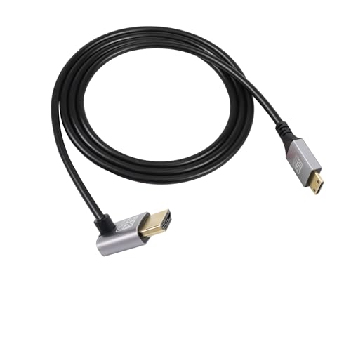RIIEYOCA 90 Grad nach oben gewinkeltes UHD 8K Mini HDMI Stecker auf HDMI Stecker 48Gbps High Speed 2.1 Kabel unterstützt 8k@60Hz, 1080p, ARC, 3D, für DVR, HDTV, (UP, 2M) von RIIEYOCA