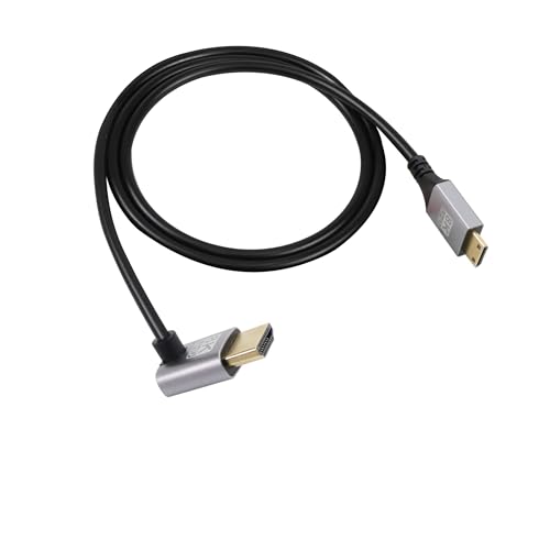 RIIEYOCA 90 Grad nach oben gewinkeltes UHD 8K Mini HDMI Stecker auf HDMI Stecker 48Gbps High Speed 2.1 Kabel unterstützt 8k@60Hz, 1080p, ARC, 3D, für DVR, HDTV, (UP, 1M) von RIIEYOCA
