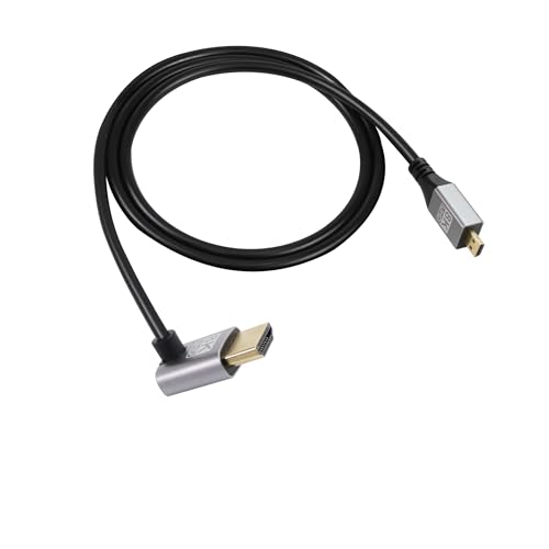 RIIEYOCA 90 Grad nach oben gewinkeltes UHD 8K Micro HDMI Stecker auf HDMI Stecker 48Gbps High Speed 2.1 kabel unterstützt 8k@60Hz, 1080p, ARC, 3D, für DVR, HDTV, (Up Angle, 1m) von RIIEYOCA