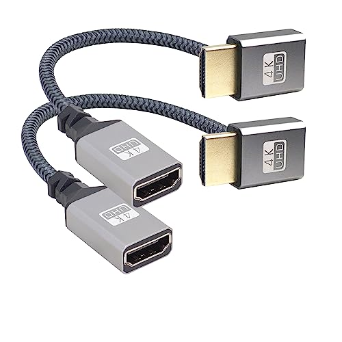 RIIEYOCA 90 Grad nach unten gewinkeltes UHD 4K HDMI zu HDMI Flechtkabel 0.56ft,18Gbps High Speed 2.0 Flechtkabel, unterstützt 4K@60Hz,1080p,HDCP 2.2,ARC,3D (2pack) von RIIEYOCA