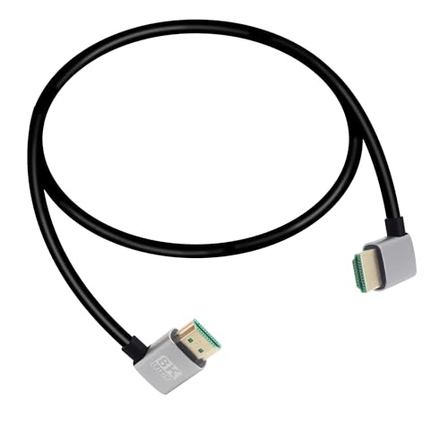 RIIEYOCA 90 Grad rechtwinkliger HDMI-Stecker auf 90 Grad rechtwinkligen HDMI-Stecker, 48Gbps High Speed 2.1 unterstützt 8K@60Hz, ARC, 3D für DVR, HDTV（0.5M） von RIIEYOCA