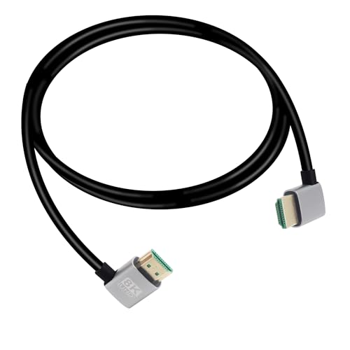 RIIEYOCA 90 Grad rechtwinkliger HDMI-Stecker auf 90 Grad rechtwinkligen HDMI-Stecker, 48Gbps High Speed 2.1 unterstützt 8K@60Hz, ARC, 3D für DVR, HDTV（1M） von RIIEYOCA