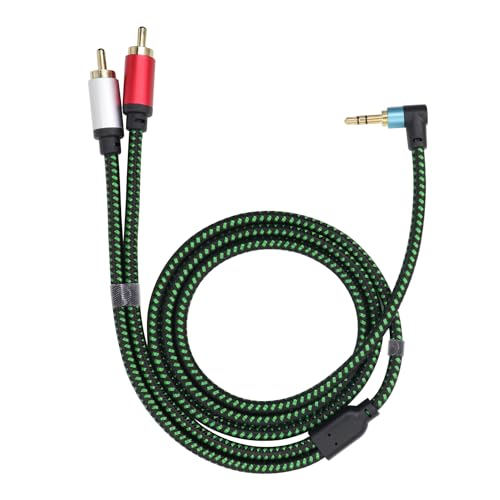 RIIEYOCA 90 Grad rechtwinkliges 3.5mm zu 2 RCA Kabel 3FT, 2RCA Male zu 3.5mm TRS Male Stereo Y Splitter Adapter für Smartphone, Lautsprecher, MP3, Tablet & mehr (1M) von RIIEYOCA