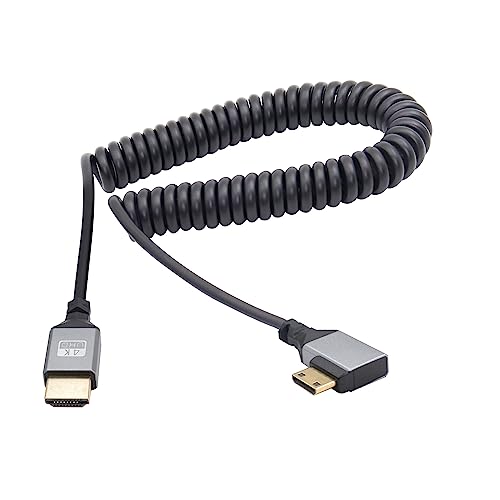 RIIEYOCA 90 Grad rechtwinkliges UHD 4K Mini HDMI Stecker auf HDMI Stecker 18Gbps High Speed 2.0 Extender Spiralkabel unterstützt 4K@60Hz,1080p,ARC,3D,dehnbar auf 1M/3.3FT RIIEYOCA 90 Grad rechtwinkliges UHD 4K Mini HDMI Stecker auf HDMI Stecker 18Gbps High Speed 2.0 Extender Spiralkabel unterstützt 4K@60Hz,1080p,ARC,3D,dehnbar auf 1M/3.3FT von RIIEYOCA