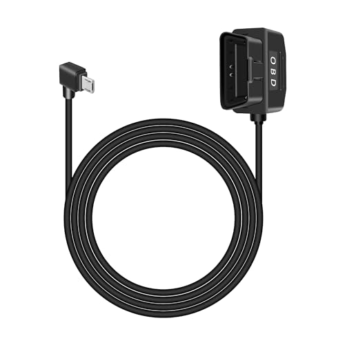 RIIEYOCA Automotive OBD Stromkabel für Dash Cam, 90 Grad rechtwinklig Micro USB zu OBD2 Hardwire Adapter mit Switch Button Connector Plug and Play 24 Stunden Überwachung/Acc Modus (11.5FT/3.5M) von RIIEYOCA
