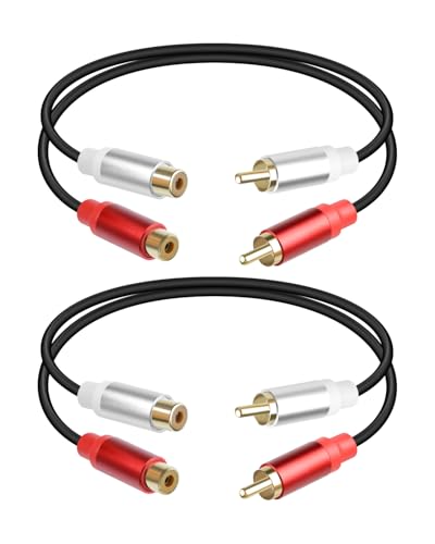 RIIEYOCA Cinch Audio Kabel 0,3m, Kurzes 2RCA Stecker auf 2RCA Buchse Stereo Audiokabel für Heimkino, Lautsprecher, Verstärker, Subwoofer, Stereoanlage (2PCS) von RIIEYOCA
