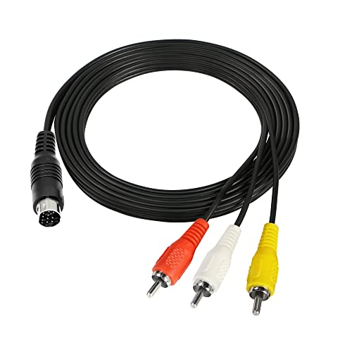 RIIEYOCA DIN 10-polig auf Cinch-Audio-Video-Composite-Kabel, 10-poliger Stecker auf 3 Cinch-Stecker, Stereo-AV-Draht-Verbindungskabel, für Video-Audio-Geräte-Signalausgang - 1,8 m von RIIEYOCA