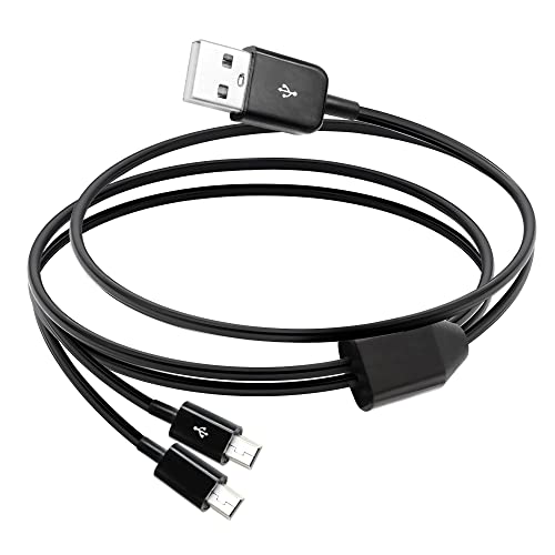 RIIEYOCA Dual Mini USB Splitter Kabel, 2 in 1 USB 2.0 A Stecker auf 2 Mini 5 Pin Stecker Datensynchronisierungskabel für Mini USB Geräte, 1M (Schwarz) von RIIEYOCA