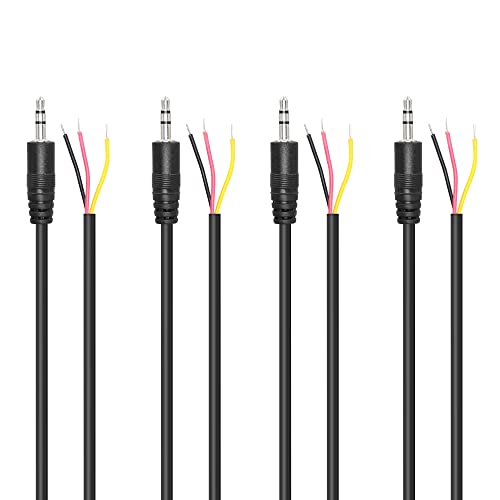 RIIEYOCA Ersatz-3,5-mm-Stecker auf blankes Kabel, offenes Ende, 1/8 Zoll TRS, 3-poliges Stereo-Audiokabel für installierte Audiogeräte oder Reparatur von Kopfhörer-Mikrofonkabeln, 1 m (4 Stück) von RIIEYOCA