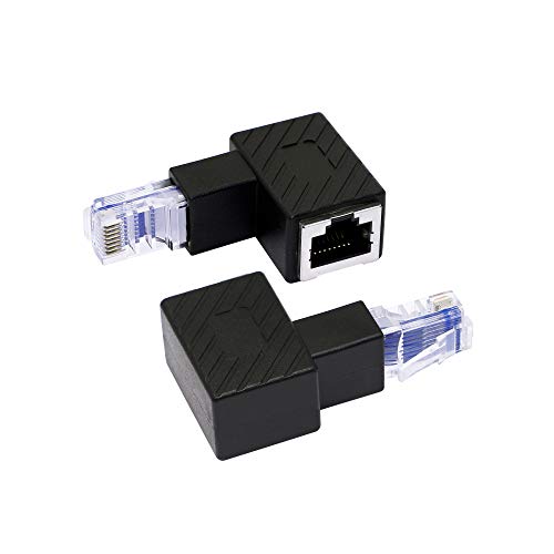 RIIEYOCA Ethernet Adapter mit nach Oben gerichtetem Winkel, 90 Grad RJ45 Stecker zu Buchse Verlängerung Cat6 LAN Netzwerkanschluss für Computer, Laptops，2 Stück (U) von RIIEYOCA