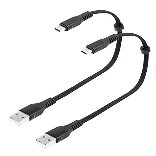 RIIEYOCA Flaches USB-C-Kabel 1FT, schnelles Aufladen Typ C auf USB A-Kabel, geflochtenes USB-Typ-C-Ladekabel mit Kabelclip für Xiaomi Huawei und Samsung, Schwarz (2 Stück) von RIIEYOCA
