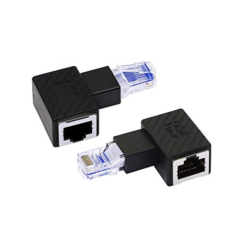 RIIEYOCA linke Ecke Ethernet Adapter, 90 Grad RJ45 Stecker-zu-Buchse Verlängerung Cat6 LAN Netzwerkanschluss für Computer, Laptops, Router, 2 Stück (L) von RIIEYOCA
