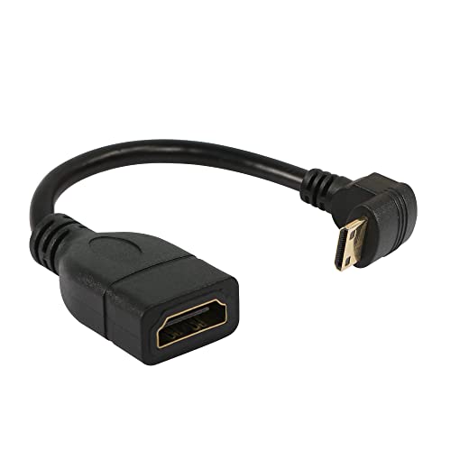 RIIEYOCA Mini HDMI Kable 15cm, 90 Grad Abwärtswinkel Mini HDMI Stecker auf HDMI Buchse Adapter Unterstützt 1080P Full HD,3D, für Tablet, Kamera, Grafikkarte, Schwarz von RIIEYOCA