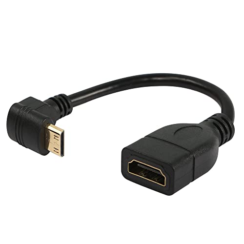 RIIEYOCA Mini HDMI Kable 15cm, 90 Grad Aufwärtswinkel Mini HDMI Stecker auf HDMI Buchse Adapter Unterstützt 1080P Full HD,3D, für Tablet, Kamera, Grafikkarte, Schwarz von RIIEYOCA