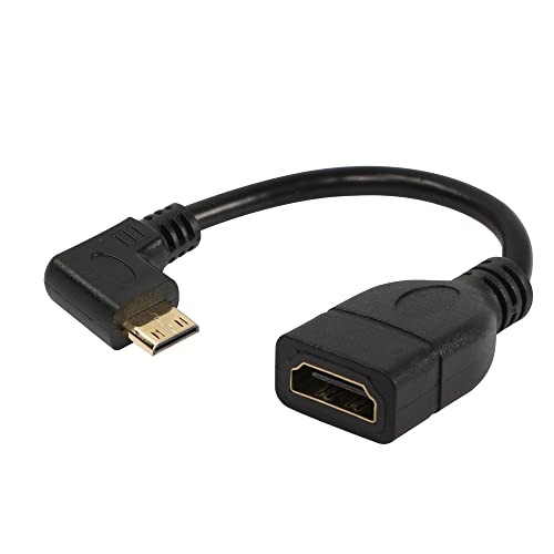 RIIEYOCA Mini HDMI Kable 15cm, 90 Grad rechtwinkliger Mini HDMI Stecker auf HDMI Buchse Adapter Unterstützt 1080P Full HD,3D, für Tablet, Kamera, Grafikkarte, Schwarz von RIIEYOCA