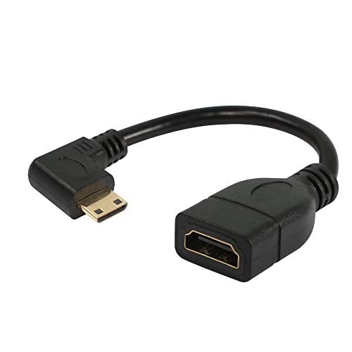 RIIEYOCA Mini HDMI zu HDMI Kable, 90 Grad links abgewinkelter Mini HDMI Stecker auf HDMI Buchse Adapter Kable Unterstützt 1080P Full HD,3D, für Tablet, Kamera, Grafikkarte, 15cm von RIIEYOCA