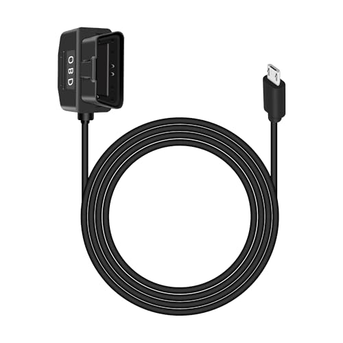RIIEYOCA OBD Stromkabel für Dash Cam, Micro USB zu OBD2 Hardwire Adapter mit Switch Button Connector Plug and Play 24 Stunden Überwachung/ACC Mode (11,5ft / 3,5m) von RIIEYOCA