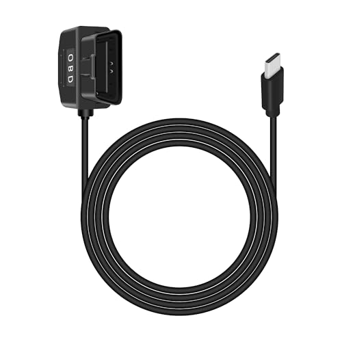 RIIEYOCA OBD Stromkabel für Dash Cam, USB C zu OBD2 Hardwire Adapter mit Switch Button Connector Plug and Play 24 Stunden Überwachung/ACC Mode (11,5ft / 3,5m) von RIIEYOCA