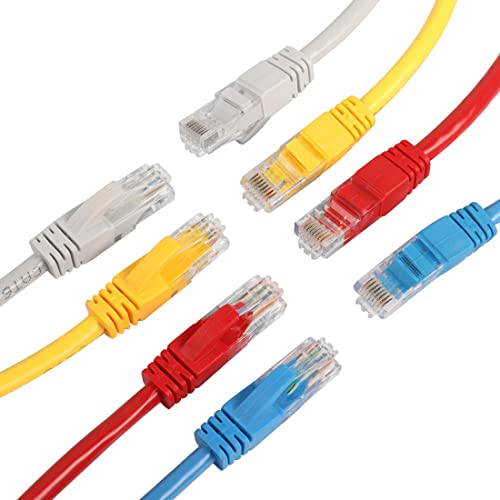 RIIEYOCA Short Cat6 Ethernet Patchkabel 1 Fuß, Highspeed Internet Netzwerkkabel LAN Patchkabel mit Rj45 Stecker für Router, Modem, Switches, Server (8er Mixed Color Pack) von RIIEYOCA