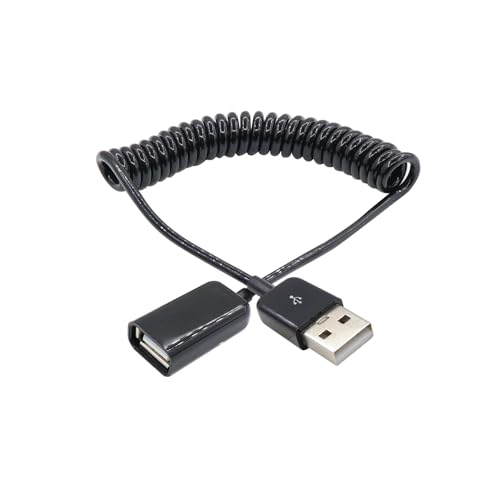 RIIEYOCA Spiralisiertes USB 2.0 Verlängerungskabel, USB Typ A Stecker zu A Buchse Spiralisiertes Kabel Kompatibel mit USB Tastatur,Flash Drive,Drucker, Festplatte(28CM-80CM) Cable von RIIEYOCA