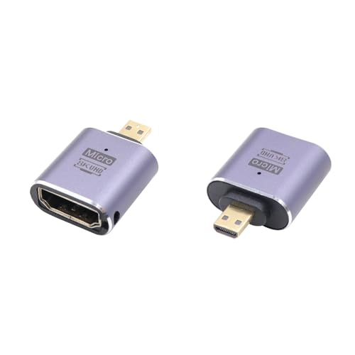 RIIEYOCA Straight UHD 8K Micro HDMI zu HDMI Adapter,Standard 48Gbps High Speed 2.1 Extender Micro HDMI Stecker zu HDMI Buchse Unterstützung 8K@60Hz,4K@120Hz Für Laptop,Kameras,DSLR(2pack) von RIIEYOCA