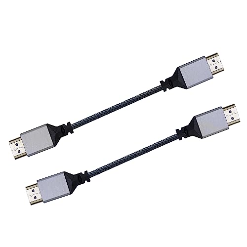 RIIEYOCA UHD 4K HDMI Stecker zu HDMI Stecker Geflochtenes Kabel 0.75ft, 18Gbps High Speed HDMI 2.0 Kabel, Unterstützt 4K@60Hz,1080p,2K,HDCP 2.2,ARC,3D, Stecker zu Stecker Kabel (2pack) von RIIEYOCA