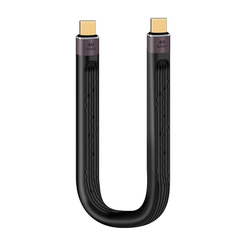 RIIEYOCA 40Gbps USB C auf USB C Kabel Kurz, 100W PD Schnelllade Typ C Flachkabel, Unterstützt 8K@60Hz UHD Video Ausgang, Flexibles Flachkabel für Telefone, Tablets (mm) von RIIEYOCA