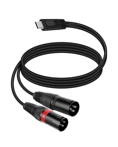 RIIEYOCA USB C zu Dual XLR Splitter Audio Kabel, Typ C zu 2 XLR Male Output Stereo Audio Adapter Kompatibel mit Handys oder Laptops（1m/3,3ft） von RIIEYOCA