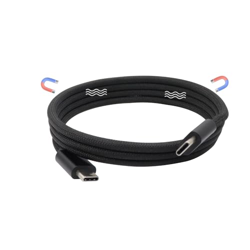 RIIEYOCA USB C zu USB C Magnetisches Kabel, Typ C Ladegerät Nylon geflochtenes Kabel, unterstützt 66W Schnellladung, 10Gbps Übertragungsgeschwindigkeit, für USB-C Gerät (Schwarz 1M) von RIIEYOCA