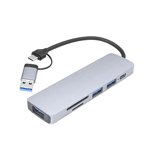 RIIEYOCA USB-C-zu-USB-Multiport-Hub, Aluminium 2-in-1-Typ-C- und USB-Adapter, mit 3 USB-Anschlüssen, SD/TF-Kartenleser, Schließen Sie Ihr Telefon, Laptop für Maus, Tastatur an von RIIEYOCA