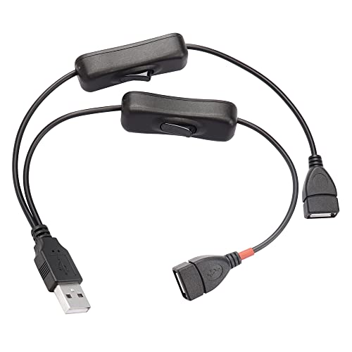 RIIEYOCA USB Splitter Kabel 1 männliches und 2 weibliches Verlängerungskabel mit EIN-/Ausschalter für die Datenladesynchronisation (0.3m, nur EIN Dataport) von RIIEYOCA
