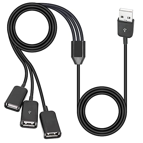 RIIEYOCA USB-Splitter-Y-Kabel, 3-in-1-USB-2.0-A-Stecker auf 3 USB-Buchsen, Datensynchronisierungs-Ladekabel, Multi-USB-Anschlüsse, Verlängerungskabel für PC/Auto/Laptop/U-Disk,1M von RIIEYOCA