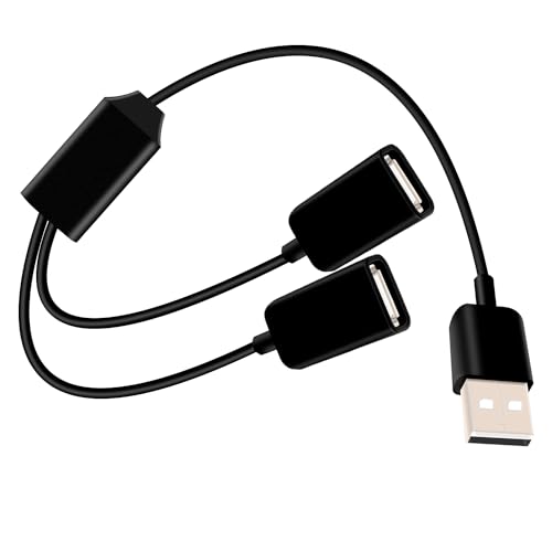 RIIEYOCA USB Splitter Y Kabel,2 in 1 USB 2.0 A Stecker auf 2 USB Buchsen Daten Sync Ladekabel,Multi USB Ports Power Extension Hub Kabel für PC/Auto/Laptop/U Disk,0.3M von RIIEYOCA