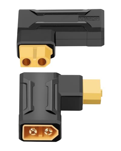 RIIEYOCA XT60 Stecker auf Buchse Adapter, 90 Grad rechtwinkliger XT60 Stecker ohne Kabel Adapter für RC Auto, FPV Drohne, LiPo Akku, Laptop Netzteile, etc von RIIEYOCA