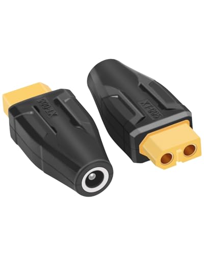 RIIEYOCA XT60 auf DC5521 Stecker, XT60 Buchse auf Buchse DC5521 Stecker ohne Kabel Adapter für RC Auto, FPV Drohne, LiPo Akku, Laptop Netzteile, etc (2PCS) von RIIEYOCA