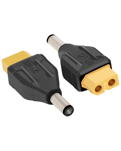 RIIEYOCA XT60 auf DC5521 Stecker, XT60 Buchse auf Stecker DC5521 Stecker ohne Kabel Adapter für RC Auto, FPV Drohne, LiPo Akku, Laptop Netzteile, etc (2PCS) von RIIEYOCA