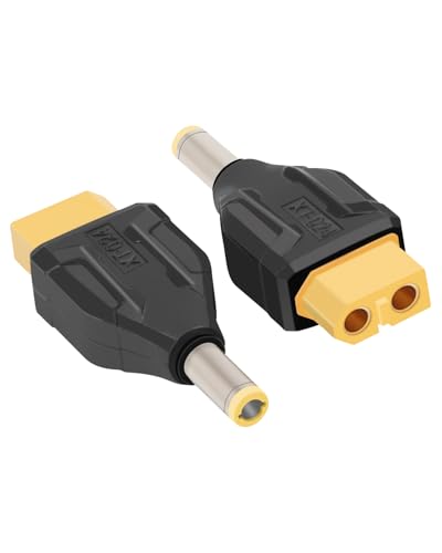 RIIEYOCA XT60 auf DC5525 Adapter, XT60 Buchse auf Stecker DC5525 Stecker ohne Kabel Adapter für RC Auto, FPV Drohne, LiPo Akku, Laptop Netzteile, etc (2PCS) von RIIEYOCA