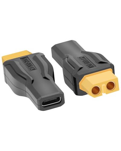 RIIEYOCA XT60 auf Typ C Adapter, 100W 20V 5A XT60 Buchse auf Typ C Buchse ohne Kabel Adapter für RC Auto, FPV Drohne, LiPo Akku, Laptop Netzteile, etc (2pcs) von RIIEYOCA