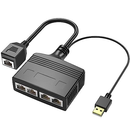 RIIEYOCA1 auf 4 Port RJ45 Ethernet Splitter Adapter,8 Core 100Mbps High Speed LAN Netzwerk Splitter für Cat5, Cat5e, Cat6, Cat7,Cat8 (Female) von RIIEYOCA