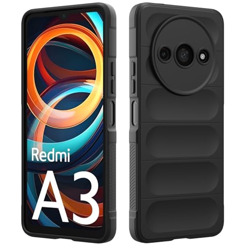 RIIMUHIR Hülle Kompatibel mit Xiaomi Redmi A3, Silikon Hülle Weicher Berühren, Kratzfestes Stoßfest Handyhülle, Rundumschutz Schutzhülle mit Kameraschutz (Schwarz) von RIIMUHIR