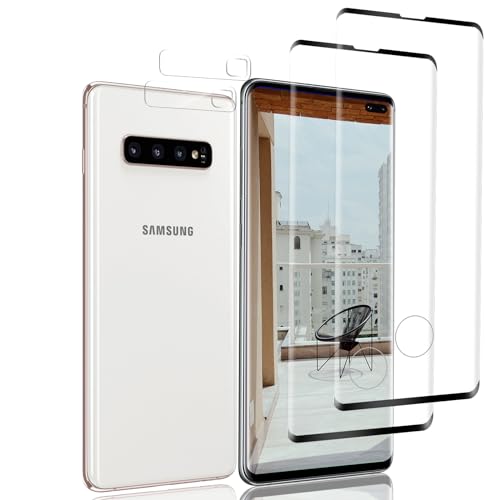 Schutzfolie Kompatibel mit Samsung Galaxy S10 Plus, 9H Härte Panzerglasfolie, Ultra-HD, Berührungsempfindlich, Anti-Kratzer Displayschutzfolie, HD Fingerabdruck Kostenlos, 2 + 2 Stück von RIIMUHIR