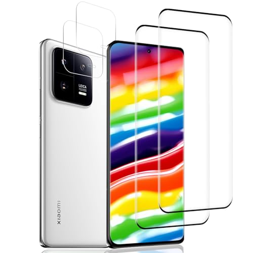 Schutzfolie Kompatibel mit Xiaomi 13 Pro, 9H Härte Panzerglasfolie, Ultra-HD, Berührungsempfindlich, Anti-Kratzer Displayschutzfolie, HD Fingerabdruck Kostenlos, 2 + 2 Stück von RIIMUHIR