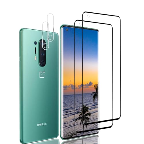 Schutzfolie Panzerfolie OnePlus 8 Pro, Fingerabdruck Kostenlos, Blasenfrei, 9H Härte Kameraschutz, Ultra-HD Displayschutzfolie, 2 Stück Schutzfolie und 2 Stück Kameraschutz von RIIMUHIR