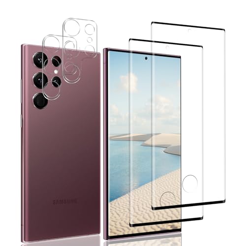 Schutzfolie Panzerfolie Samsung Galaxy S22 Ultra, Fingerabdruck Kostenlos, Blasenfrei, 9H Härte Kameraschutz, Ultra-HD Displayschutzfolie, 2 Stück Schutzfolie und 2 Stück Kameraschutz von RIIMUHIR