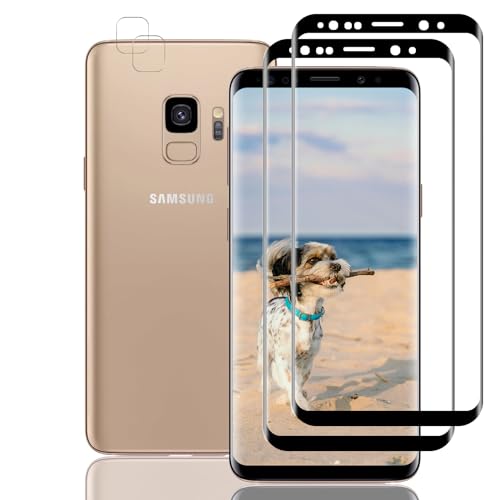 Schutzfolie Panzerfolie Samsung Galaxy S9, Fingerabdruck Kostenlos, Blasenfrei, 9H Härte Kameraschutz, Ultra-HD Displayschutzfolie, 2 Stück Schutzfolie und 2 Stück Kameraschutz von RIIMUHIR