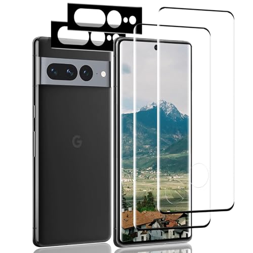 Schutzfolie Panzerfolie für Google Pixel 7 Pro, [Anti-Kratzer Schutzfolien][Kante an Kante][Blasenfrei] Ultra-HD Displayschutzfolie, 2 Stück Schutzfolie und 2 Stück Kameraschutz von RIIMUHIR